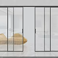 Modern Black Frame Glass Sliding Doors For Contemporary Interior Design 3d model