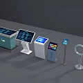 Modern Public Facilities Featuring Self Service Touchscreen Kiosks Information Displays And Circular Signage