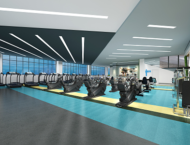 Modern Gym Fitness & Recreation Room 3d model