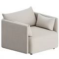Single Sofa Light Beige Fabric Modern Design With Armrest And Cushions 3d model
