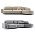 Modern Beige Modular Sectional Sofa With Cushions And Curved Design 3d model