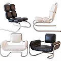 Modern Leisure Chairs Design With Leather Upholstery Metal Frame And Black White Color Options