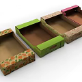 Colorful Decorative Storage Boxes With Open Lids And Various Patterns 3d model