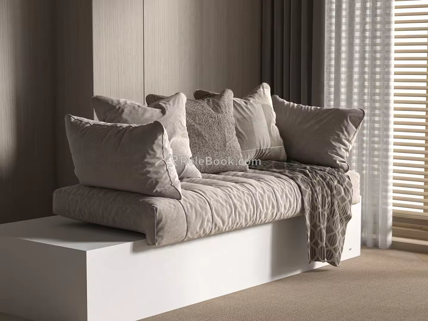 Modern Pillow Bay Window Cushion Bay Window Sofa 3d model