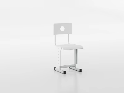 Modern White Leisure Chair With Round Hole Backrest Sleek Metal Frame And Sturdy Structure Design 3d model