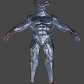 3D Mythical Demon Character With Muscular Build Horned Head And Dark Purple Skin