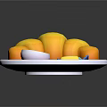 Delicious Yellow Bread Rolls with Pink Sauce and Yellow Butter on Plate and Blue Tray