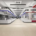 Supermarket Department Store Interior With Aquatic Meat Sections Aisles And Counters
