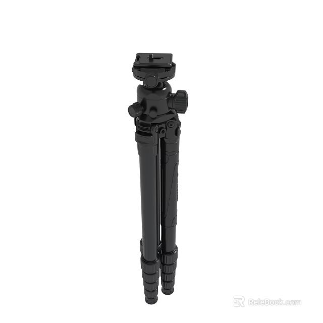 Black Adjustable Camera Tripod Stand With Lightweight Design And Stable Base 3d model 