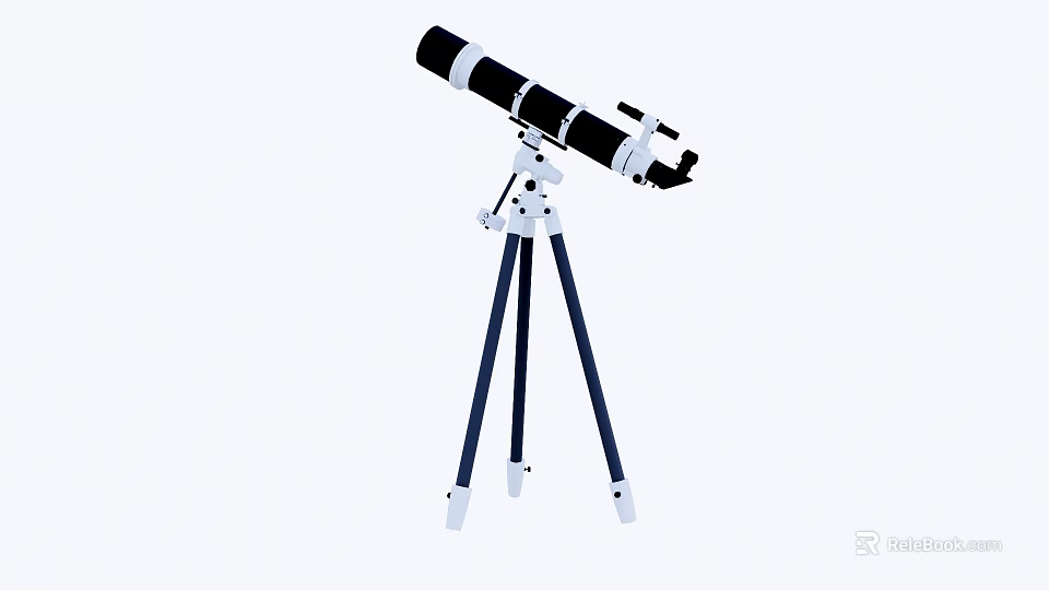 Black White Blue Telescope With Tripod Stand For Astronomical Observation 3d model 