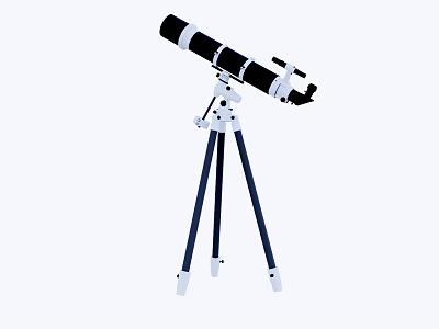 Black White Blue Telescope With Tripod Stand For Astronomical Observation 3d model