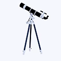 Black White Blue Telescope With Tripod Stand For Astronomical Observation 3d model