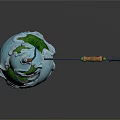 Unique Gourd Shaped Weapon Featuring Blue Green Spherical Design And Long Handle