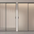 Modern Sliding Doors with Vertical Striped and Frosted Glass Black Frames