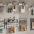 Bathroom Shelf Units with Towels Toiletries Hooks and Modern Wall Mounted Design