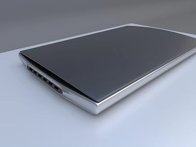 Modern Slim Notebook With Black Screen And Silver Metallic Frame Featuring Side Ports 3d model