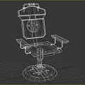 Industrial Style Single Chair With Armrests Round Base And Leather Like Material