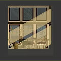 Cartoon Greenhouse Scene With Windows Plants Chair Green Cart Yellow Bucket And Tile Floor