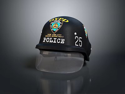 NYPD Police Riot Helmet Weapon Gear With Number 25 Badge And Visor 3d model