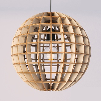 spherical wooden lamp 3d model