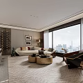 Modern Living Dining Room Interior Design With Marble Accent Wall City View And Cozy Sofa