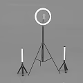 Modern Art Installation With Ring Light Tripod Stand And Slim Light Poles