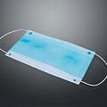 Disposable Blue Face Mask With White Ear Loops And Pleated Design 3d model