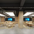 Modern School Innovative Learning Space With Wooden Tables Digital Screens And Bookshelves