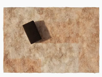 Soft Plush Square Carpet In Beige And Light Brown With Black Wavy Accessory 3d model