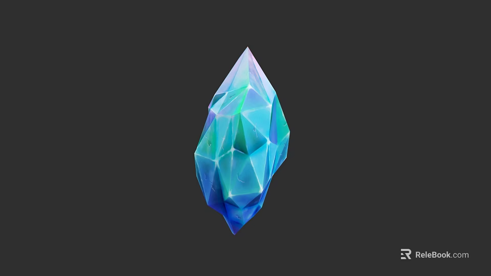 Vibrant Iridescent Blue Green Multi Faceted Geometric Cut Jewelry Gemstone 3d model 