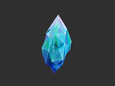 Vibrant Iridescent Blue Green Multi Faceted Geometric Cut Jewelry Gemstone 3d model