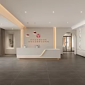 Stylish Modern Office Reception Counter With Warm Ambient Lights And Spacious Elegant Lobby Space