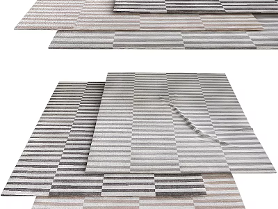 Square Rugs Striped Pattern Neutral Tones Modern Design Woven Texture Home Decor 3d model