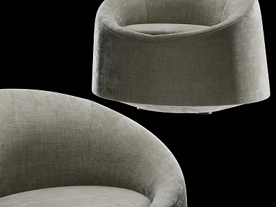 Stylish Gray Velvet Single Sofa with Curved Backrest and Round Armrest for Living Room 3d model
