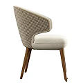 Elegant Modern Accent Chair With Beige Fabric Woven Back And Wooden Legs