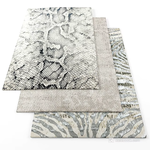 Square Rugs With Snake Pattern Geometric Design And Zebra Print For Home Decor 3d model