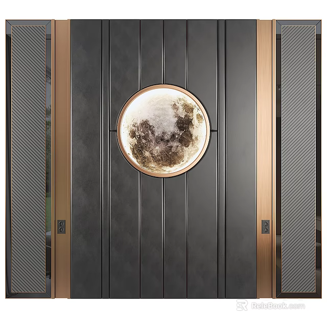 Modern Luxury Wall Decor With Circular Moon Art 3d model
