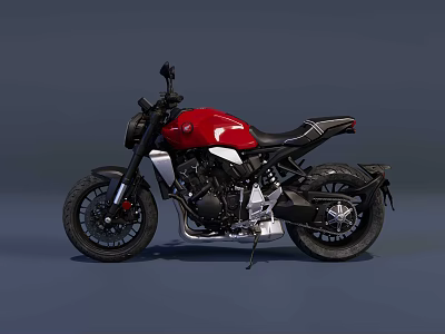 Red And Black Classic Motorcycle With Sleek Body And Retro Design Features 3d model