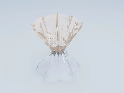 Modern Origami Style Translucent Sculpture With Fan Shaped Design And Beige White Accents 3d model