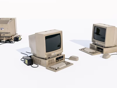 Vintage Retro Desktop Computers With Monitor Keyboard Mouse And Classic Design 3d model
