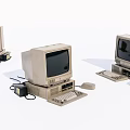 Vintage Retro Desktop Computers With Monitor Keyboard Mouse And Classic Design
