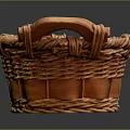 Rattan Handwoven Storage Basket With Wooden Handles For Daily Household Use