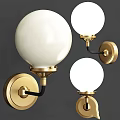 Modern Wall Lamps Design With Gold Base Transparent Glass And White Spherical Shades
