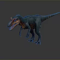 Realistic Dinosaur 3D Model In Green And Orange Standing On Gray Background