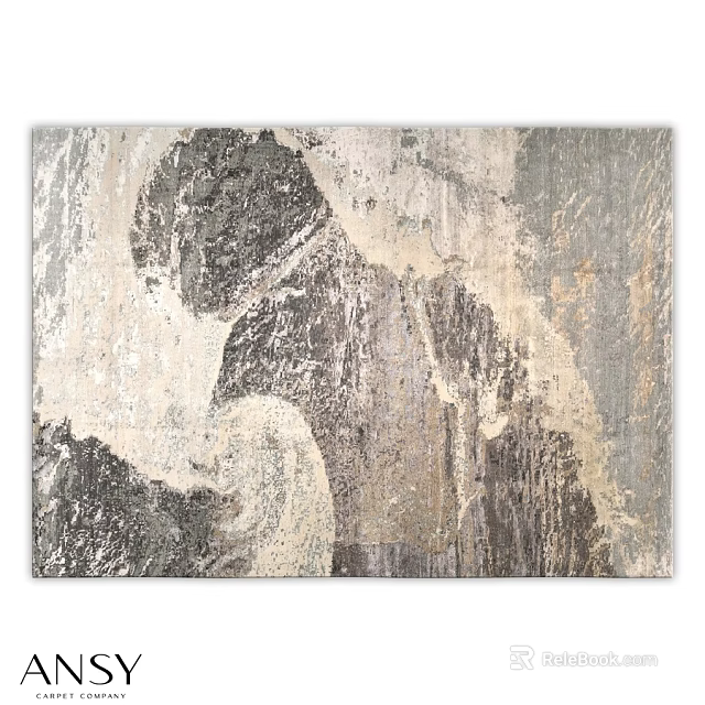 Square Carpet With Abstract Pattern In Neutral Gray And White Tones For Modern Living Room 3d model 