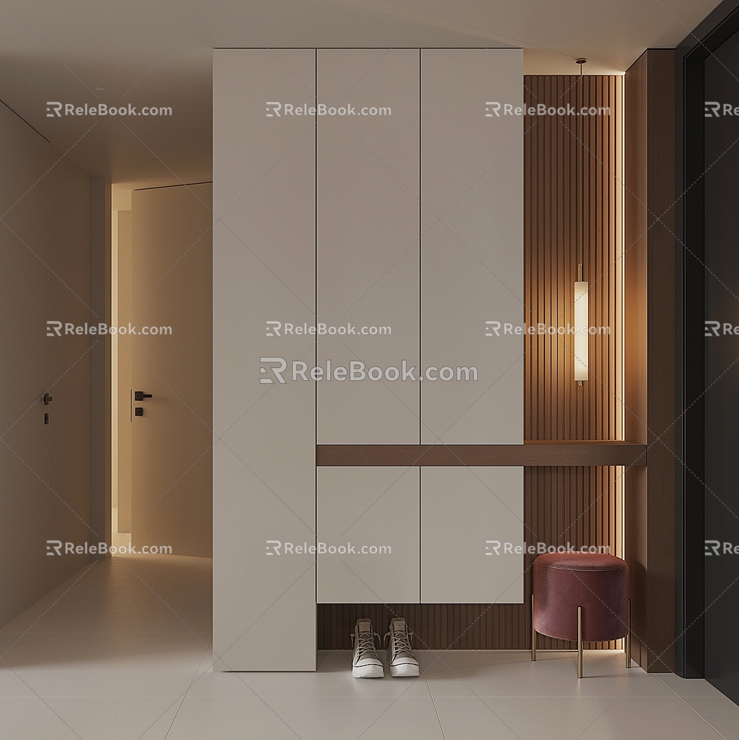 Modern household shoe cabinet 3d model