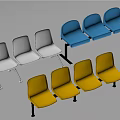 Modern Public Chairs With White Blue Yellow Row Design For Public Areas