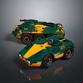 Modern Green And Yellow Tanks With Number 47 In Futuristic Sci Fi Design
