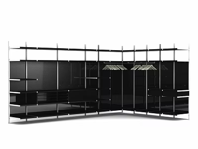 Modern Black Metal Frame Open Shelving Storage Unit With Multiple Layers 3d model