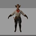 Woman In Cowboy Style Outfit With Hat Scarf Gloves And Boots